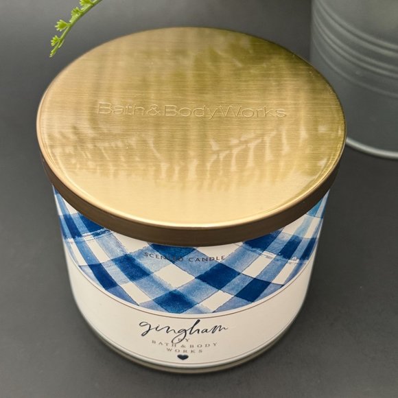 BBW Gingham Bath & Body Works 3 Wick Candle - Picture 4 of 10